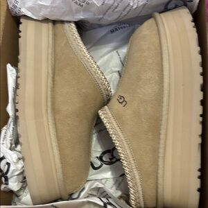 UGG Tan Suede Platform Shoes